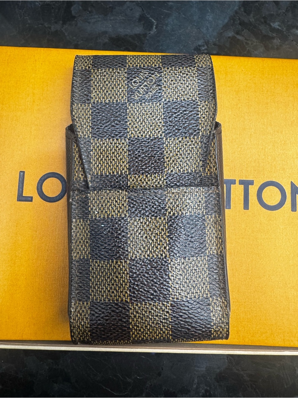 Authentic Louis Vuitton Damier Ebene Check Canvas Toiletry/Phone Pouch (lipies)